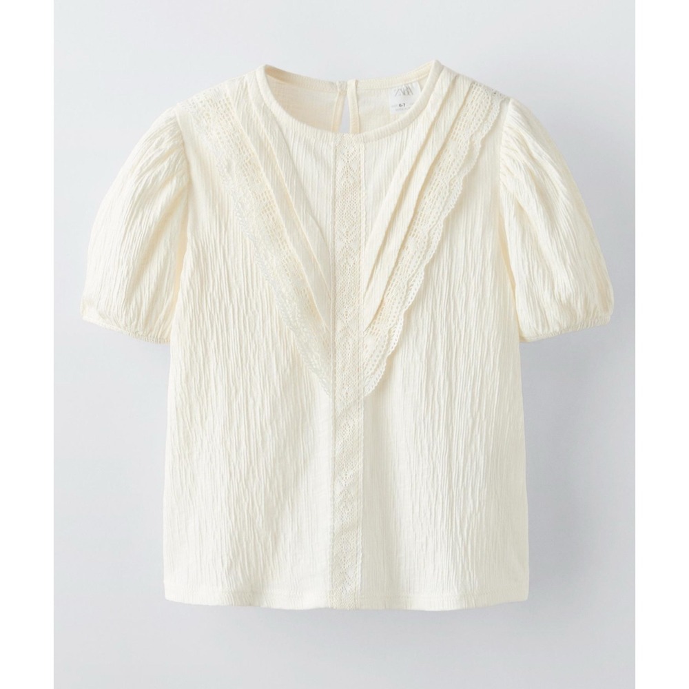 Zara Kids Girl's Short Sleeve White Shirt